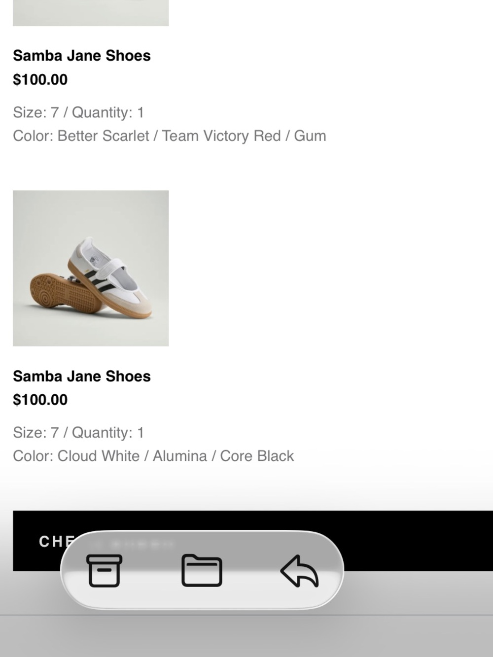adidas Women’s Samba Jane Wide White with Black Stripes and Gum Sole. Size 7. - Picture 7 of 7